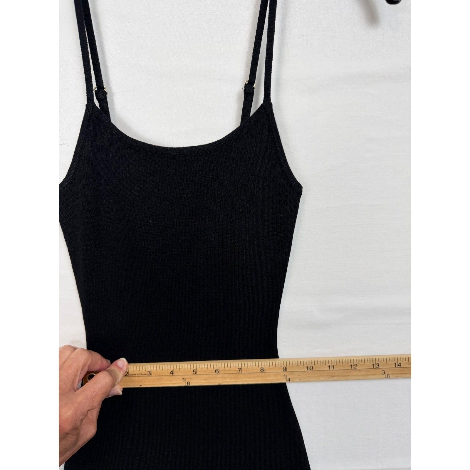 NWT Hera Collection Ribbed Knit Midi Dress Women Size S Black Side Slit Bodycon