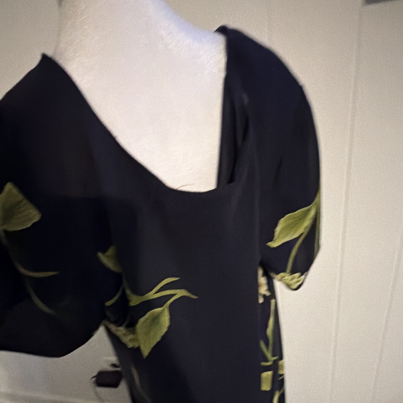 Jessica Howard Woman Womens Plus 20 Black Green Floral Maxi Dress Scoop Neck