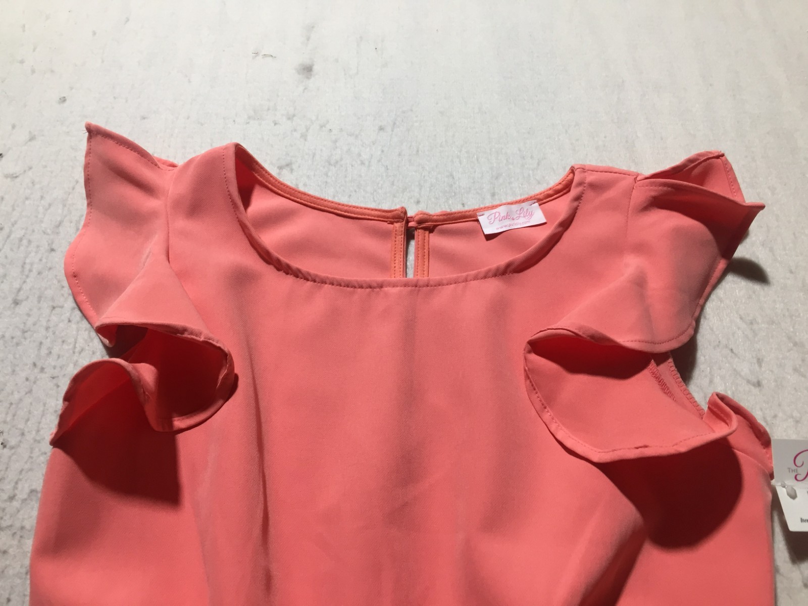 NEW Pink Lily A Riffle In Time Dress Womens S Small Peach Short Sleeve Scrunched