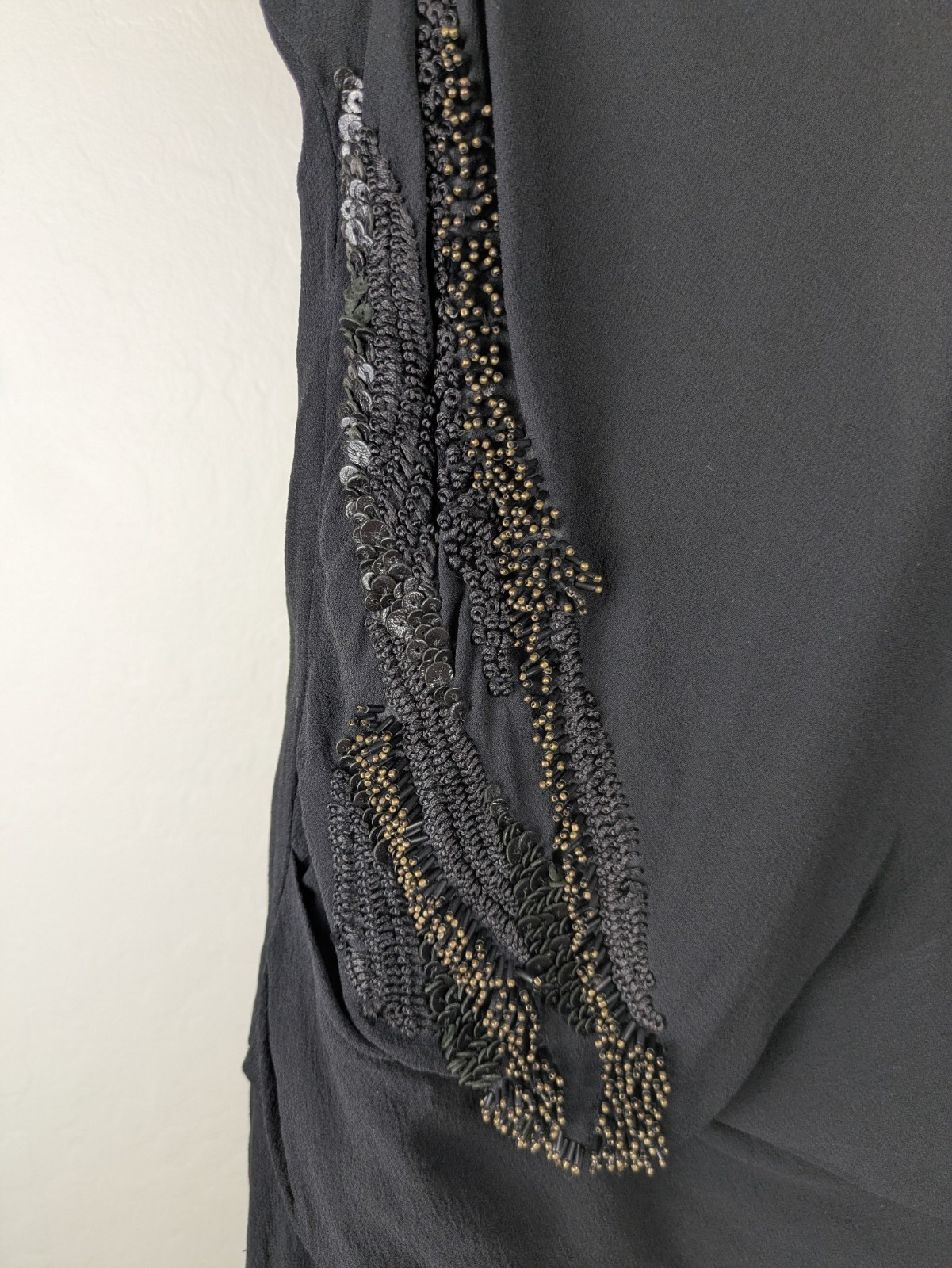 Helmut Lang size 2 black beaded Asymmetric Draped Twist Sleeveless Dress RARE