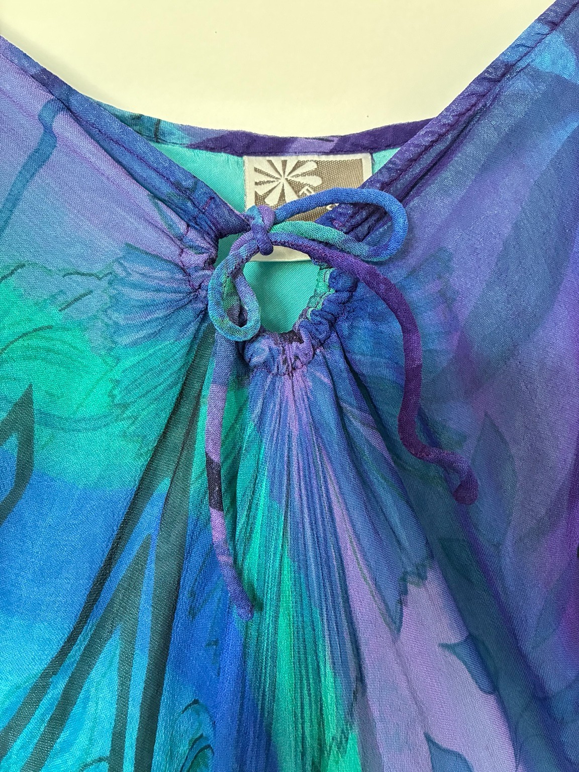 Vtg Phool Abstract Print Floaty Ruffled Hem Slip Dress Fairycore Y2K Whimsical