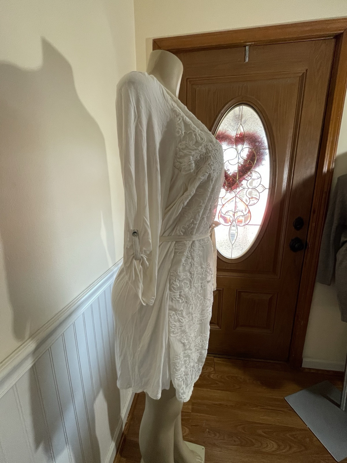 White XL Embroidered Mini Dress With Liner. TINY brand 100 % Polyester.