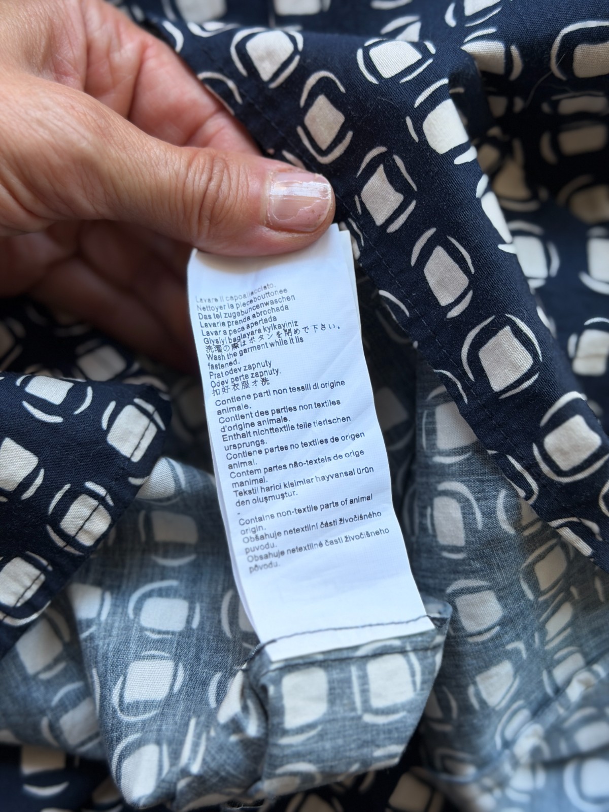 MaxMara Navy/Cream Gina Fit & Flare Geo Pattern Poplin Dress Size US 6