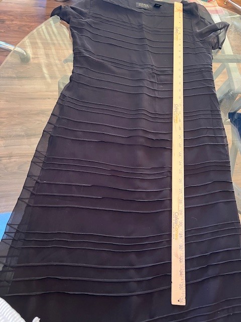 Dana Buchman Sz 4 Black 100% Silk Sheer Lined Short Sleeve Long Maxi Dress