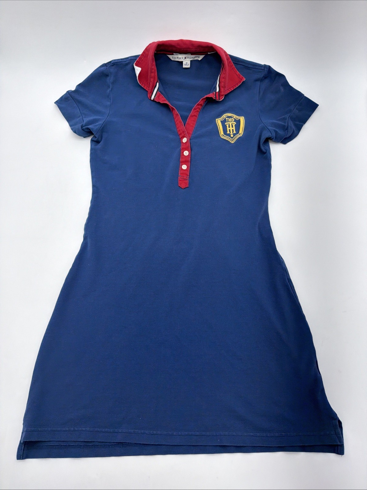 Tommy Hilfiger Polo Dress Women M Blue Logo Embroidered.#43050