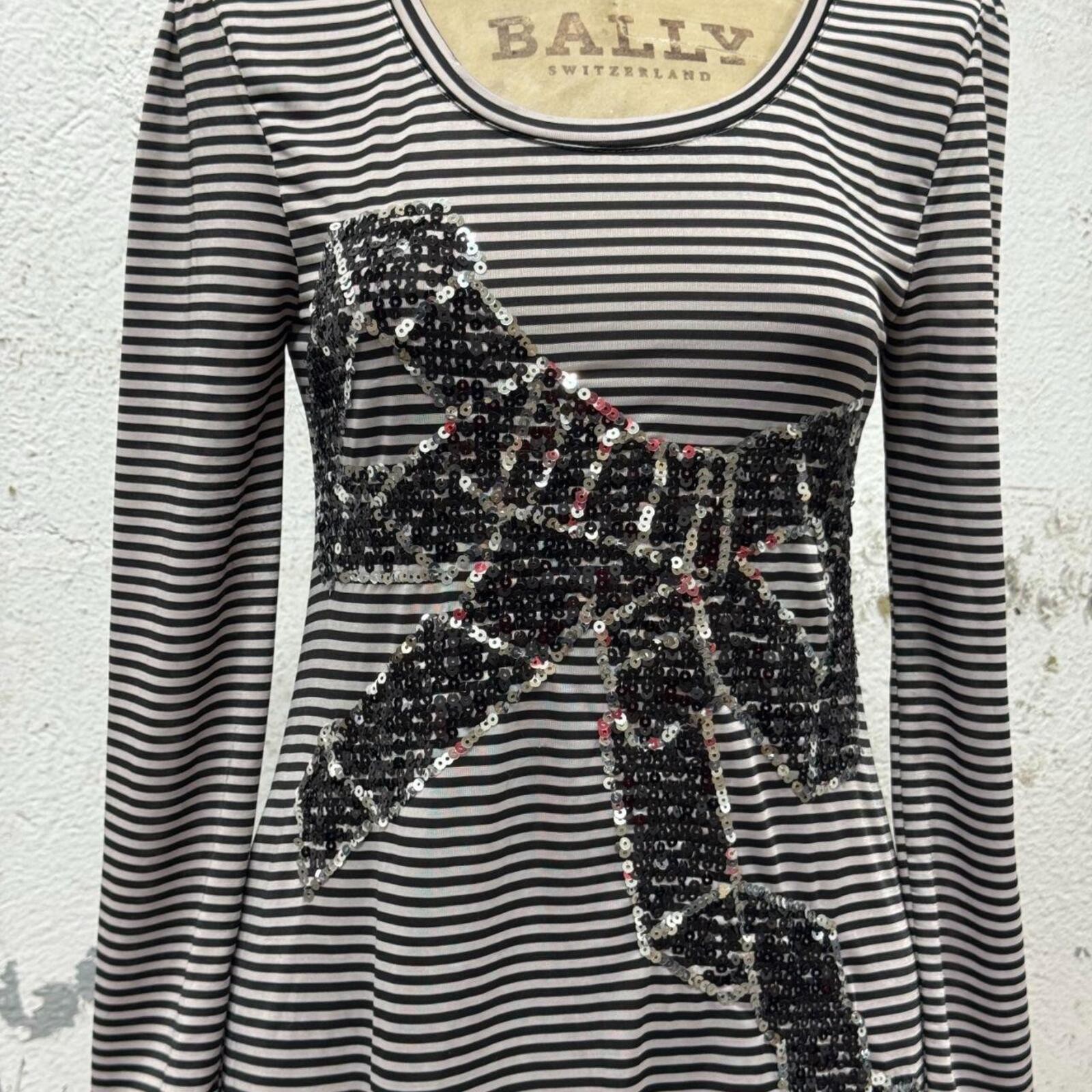Y2K Vintage Sequin Bow Striped Mini Dress