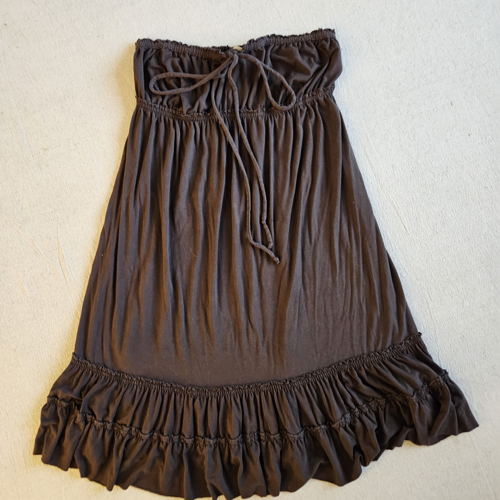 Vintage Y2K Juicy Couture Strapless Babydoll Dress Chocolate Brown Made USA
