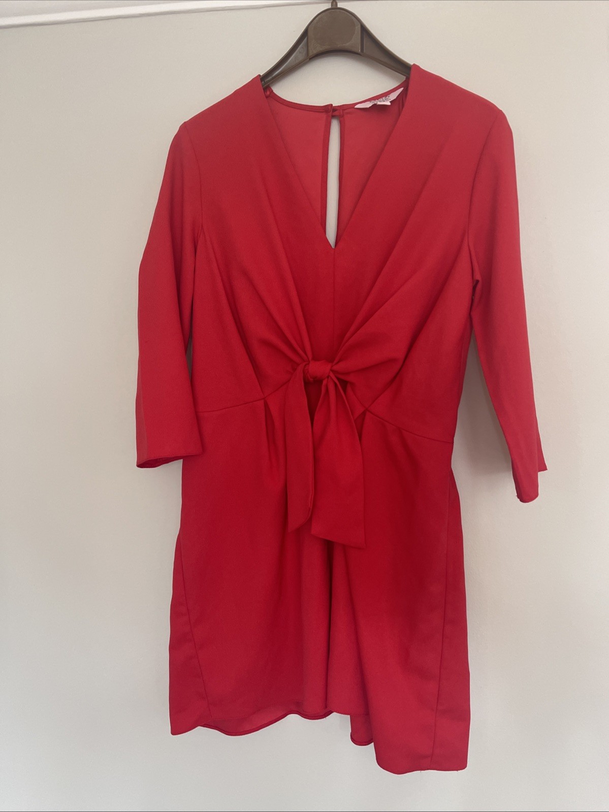 Miss Selfridge Red Petite Bow Stretch Dress UK10 Wedding Guest Summer Holiday