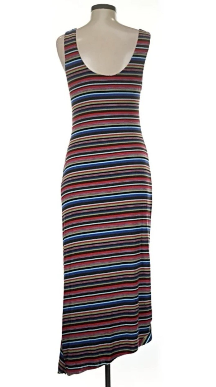 Bailey 44 Multicolor Striped Ruched Stretch Bodycon Midi Dress Sleeveless S