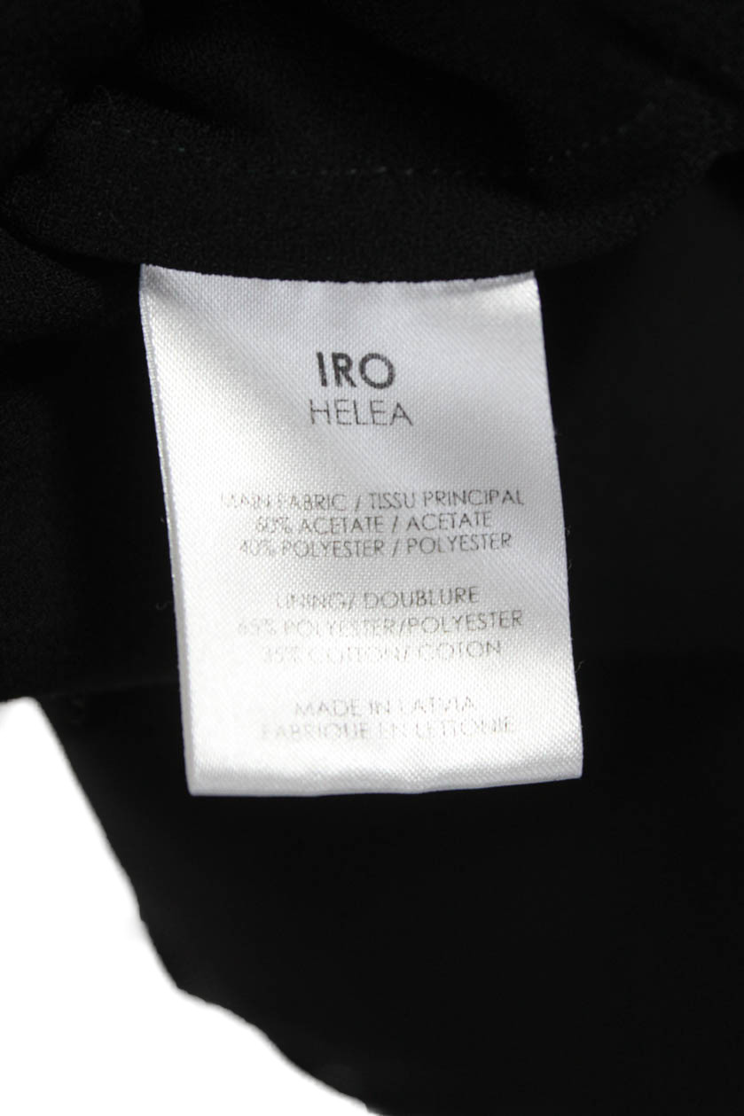 IRO Women Romper Black Collared Short Sleeve Knee Length Acetate Size 38