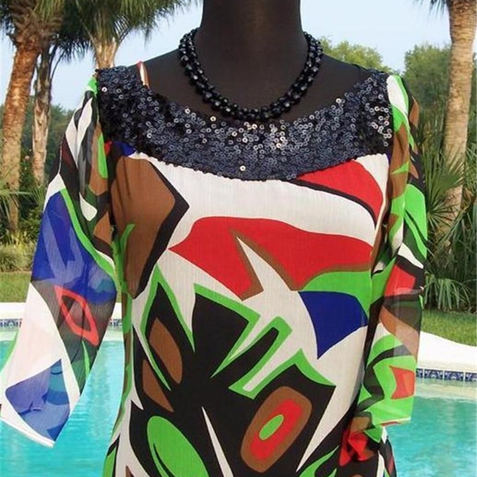 Cache Black Red Green White Lot 2 Pcs Bundle Silk Sequin Dress New $198 NWT Sz S