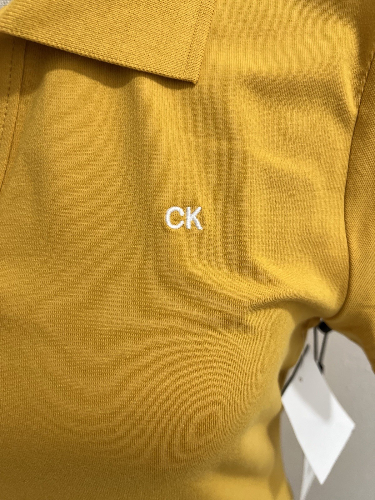 Calvin Klein Women’s Yellow Solid Collared Piqué Stretch Polo T-Shirt Dress S