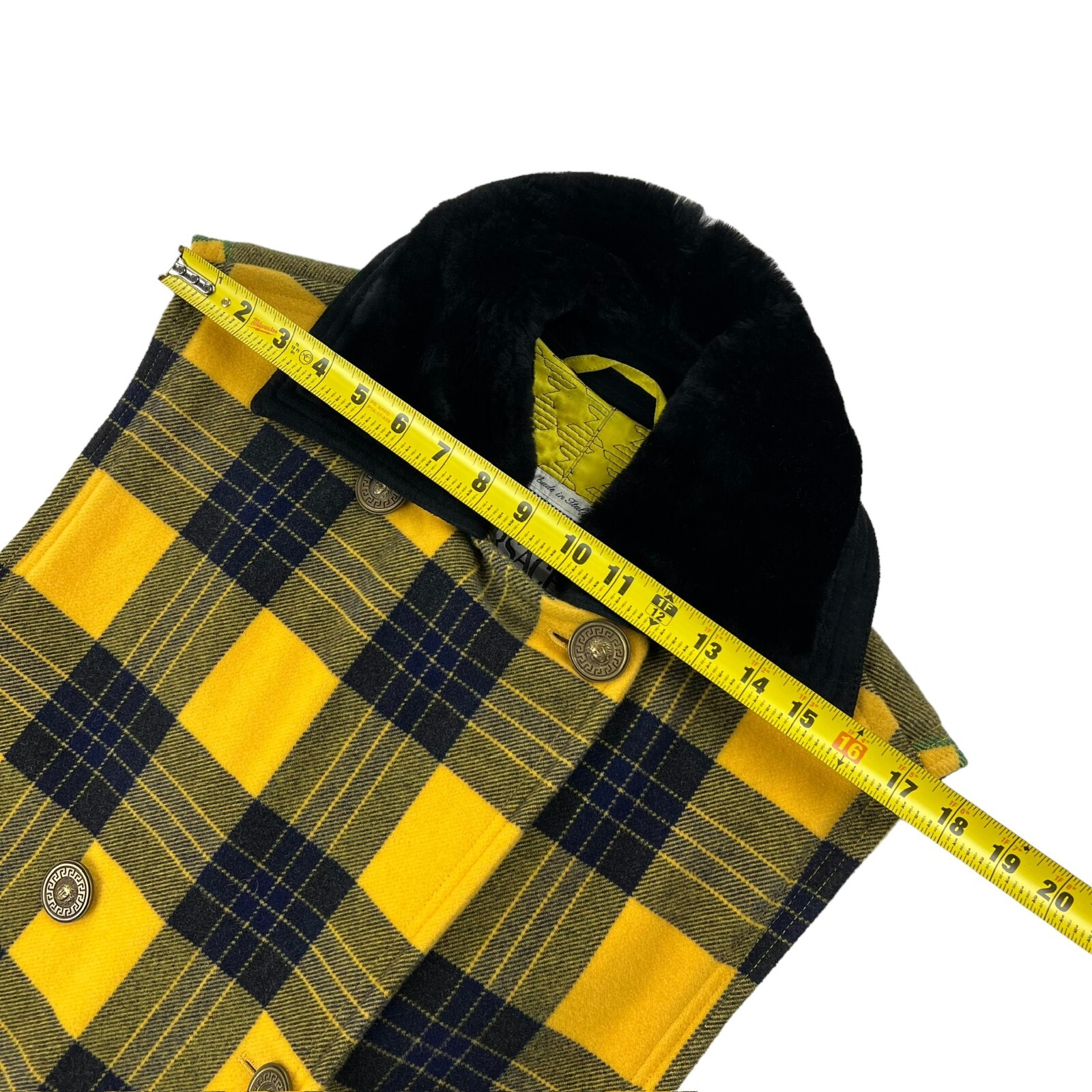Gianni Versace Double Breasted Shift Dress Wool/Cashmere Tartan Plaid • 38 Italy