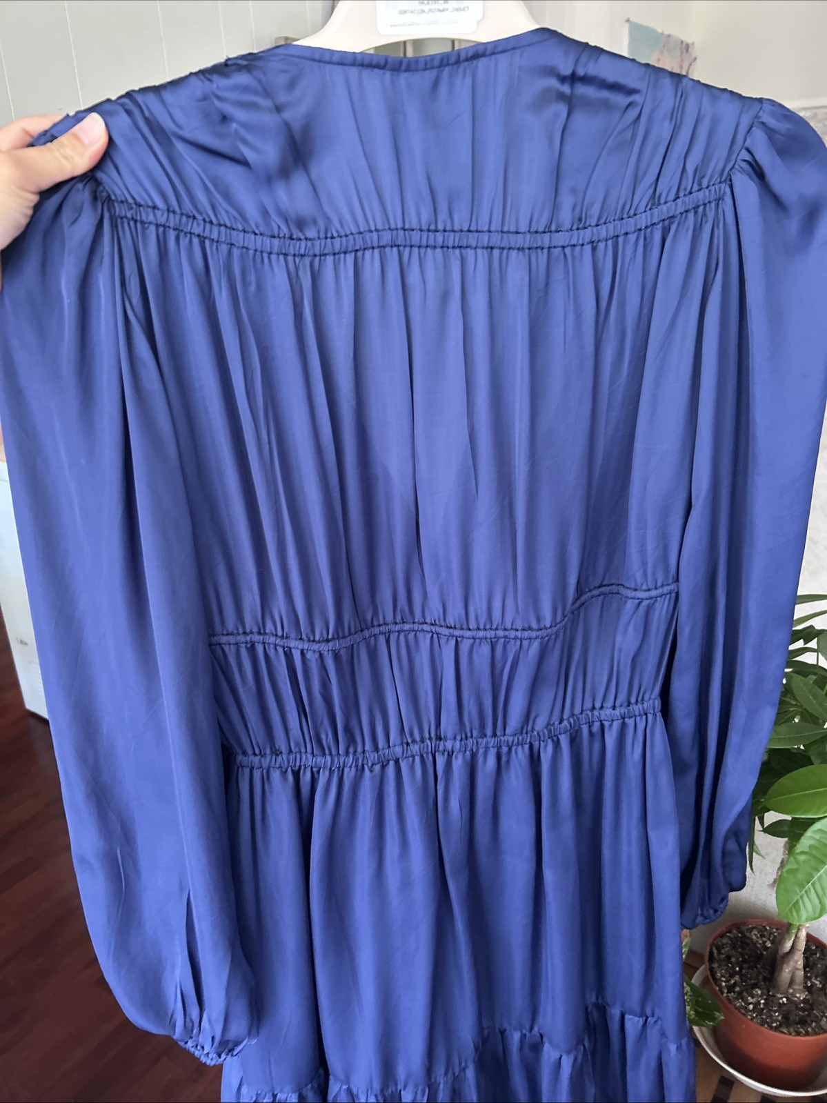 Maje Mini Dress Navy Blue Long Sleeve V-Neck Silky Women Size 38 FR / 2-4 US