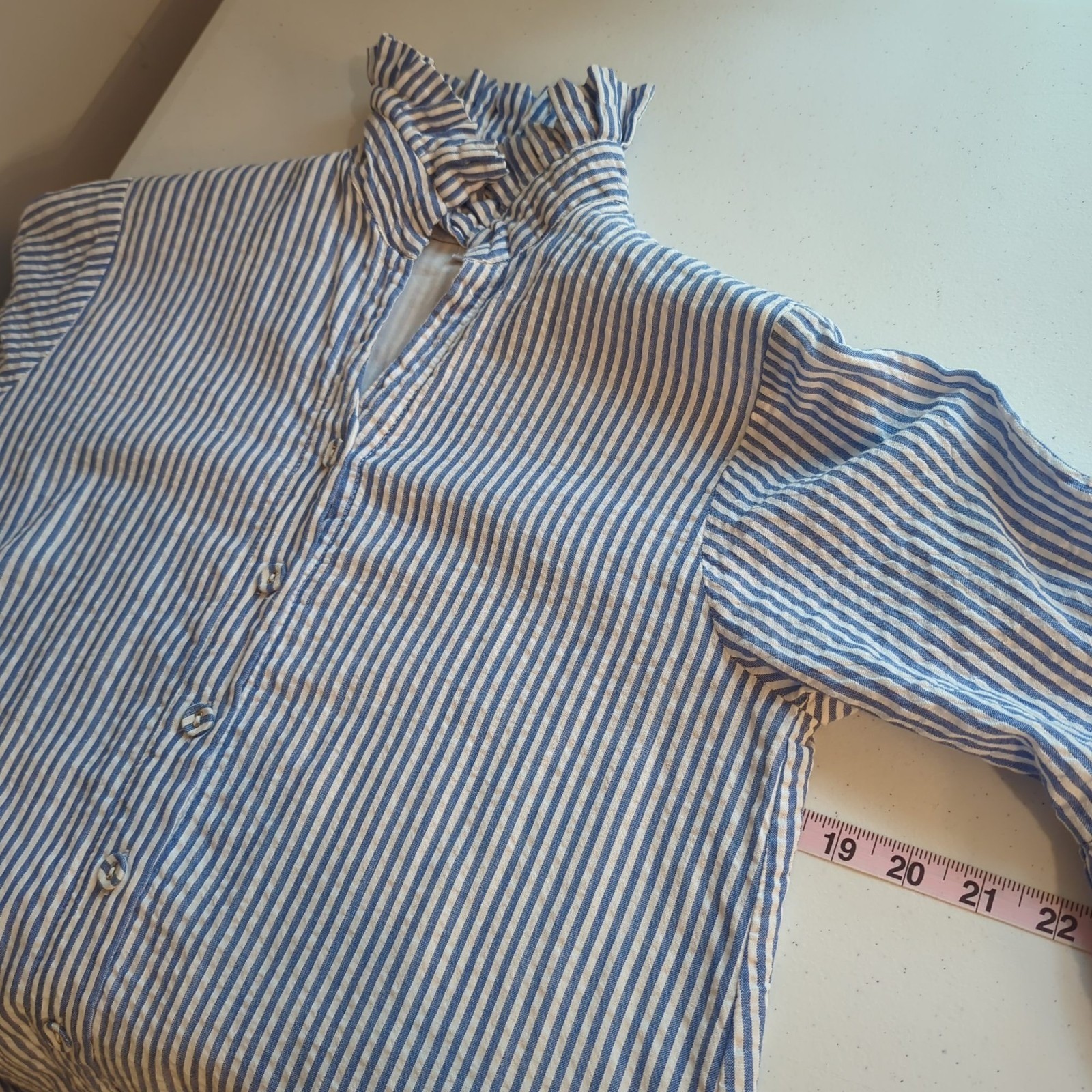 Holly Shea Striped Blue White Button Up Dress Xs