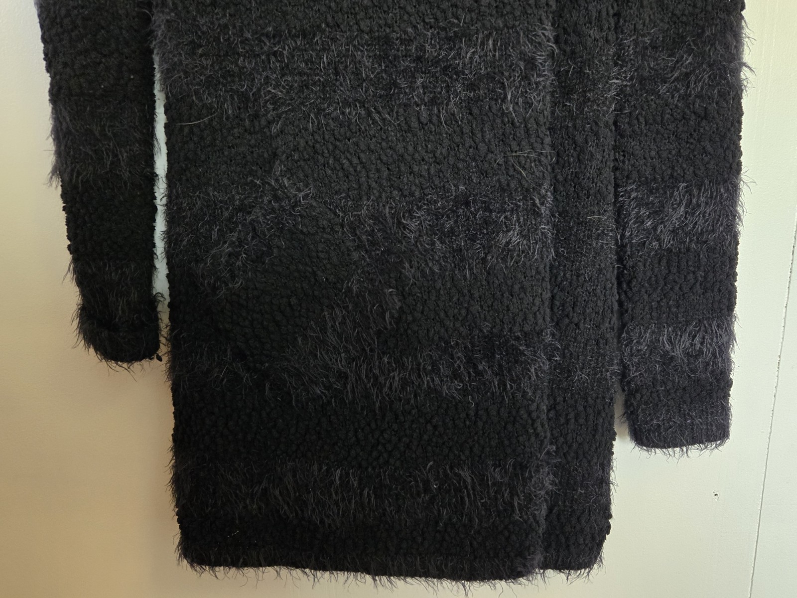 BCBGMAXAZRIA Dress Womens S Sweater Black Dress Pullover Eyelash Fuzzy Glamour