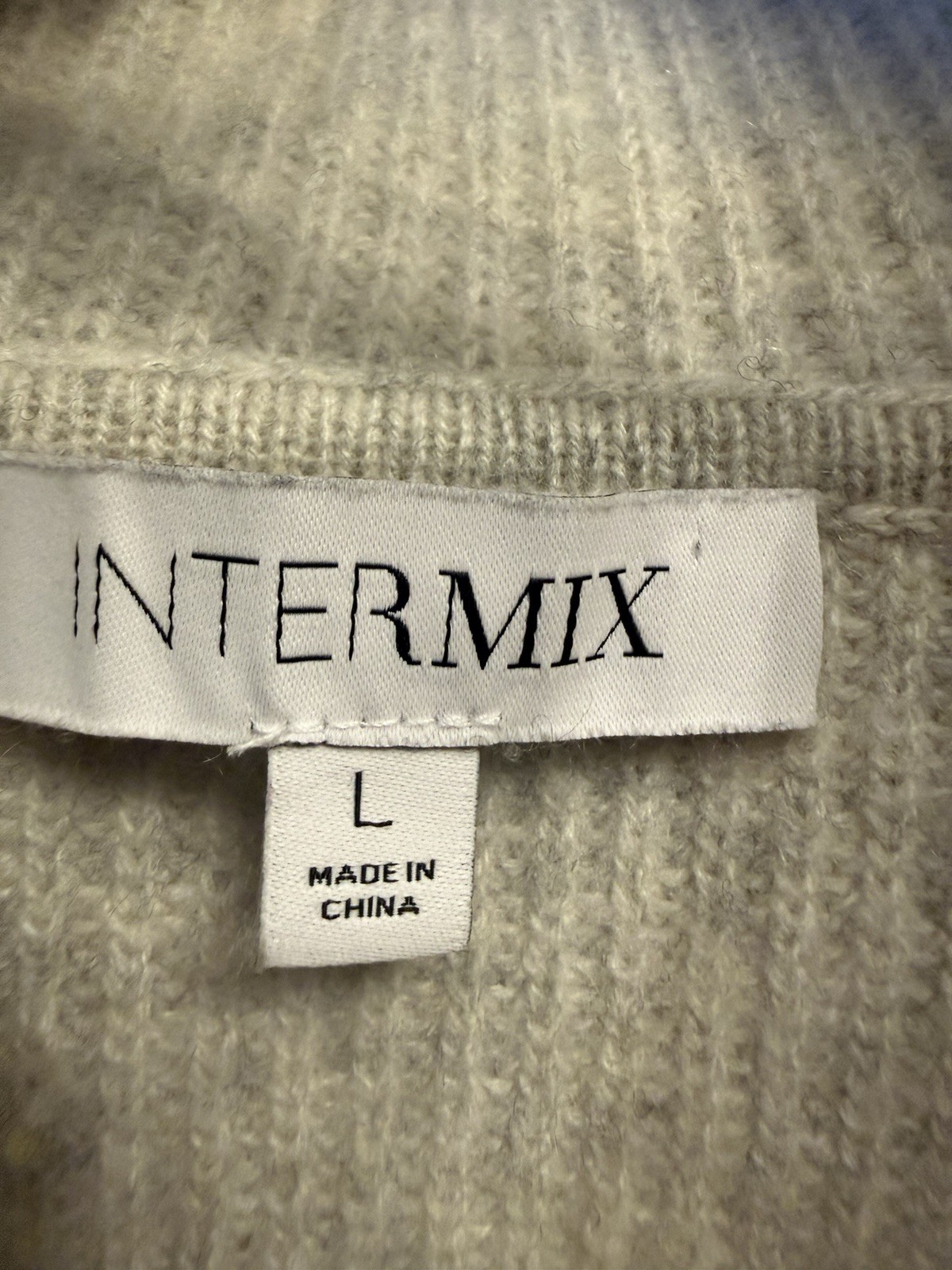 INTERMIX Jasper Half-Zip Sweater Dress Grey Sz Large Wool Cashmere Blend