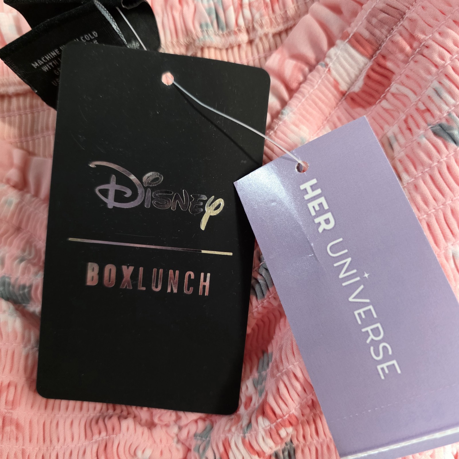 New Disney BoxLunch Smocked Dress Large Pink Alice in Wonderland Her Universe
