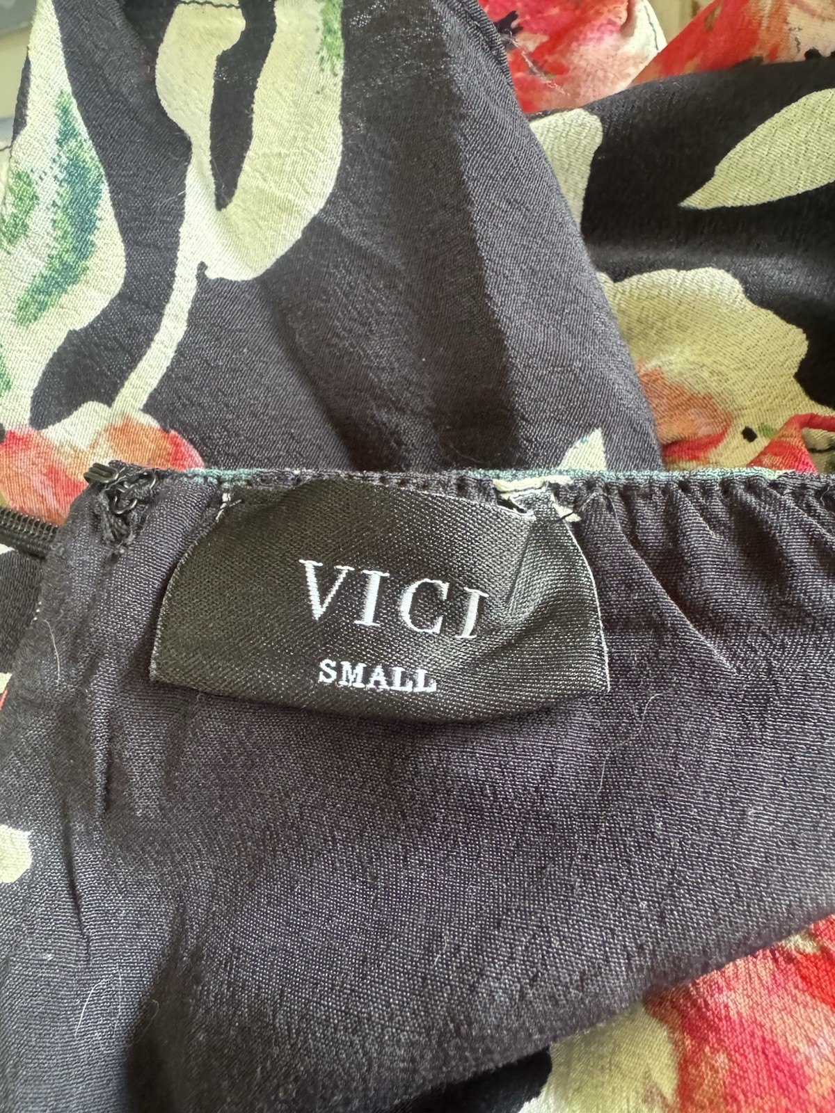 VICI Black Floral Ruffled Mini Dress Sz S Small