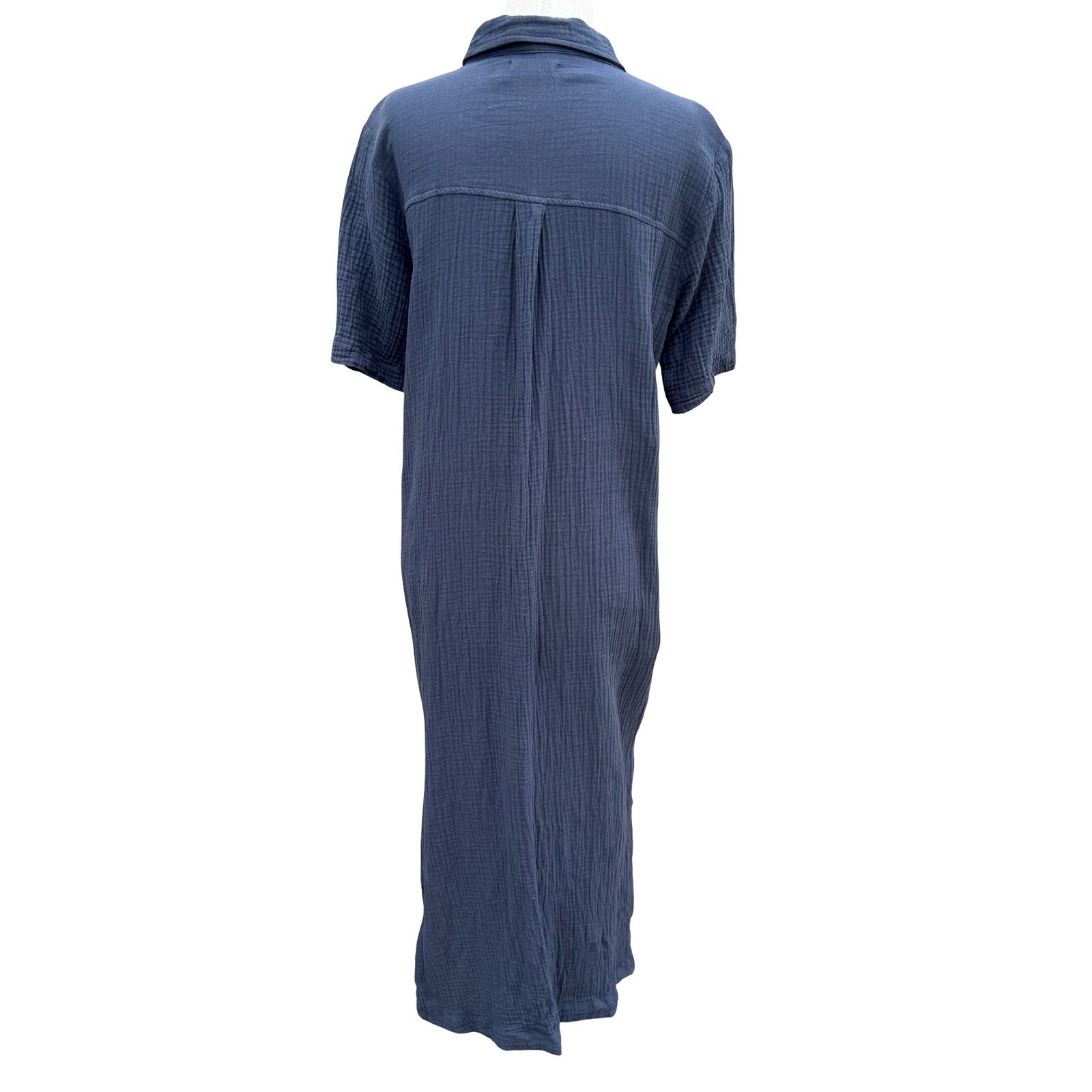MOD REF Lagenlook Minimalist Double Gauze Cotton Coastal Maxi Shirt Dress M