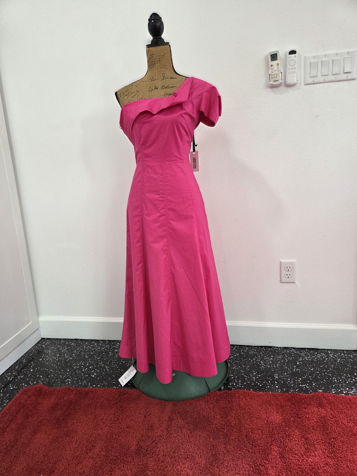 Roland Mouret Women’s Pink Cotton Asymmetrical Tea Length Dress Size 6