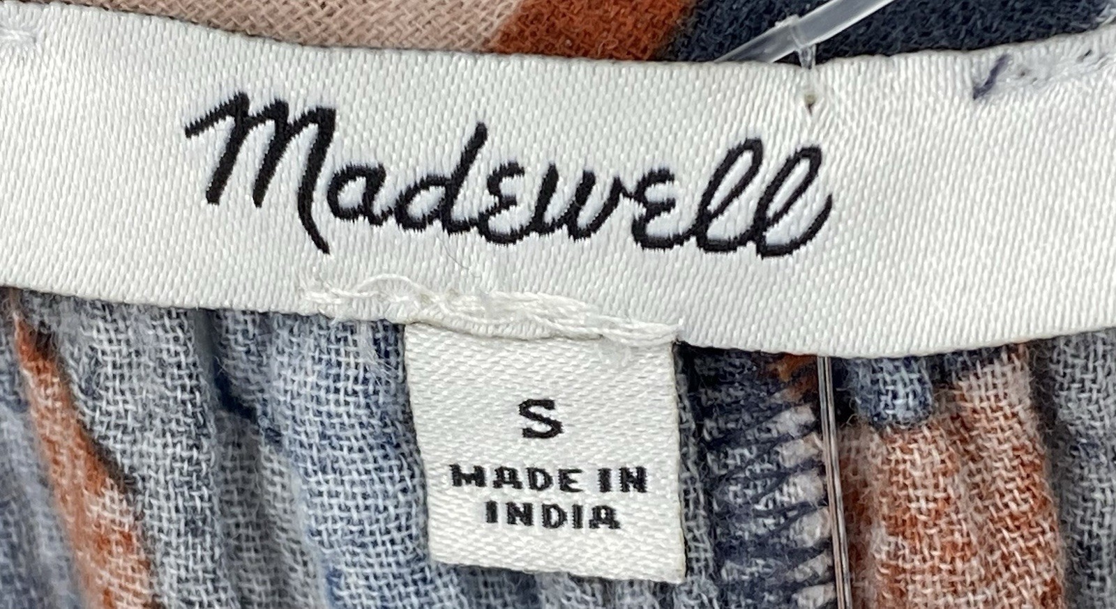 Madewell Preowned Womens Tie Strap Ruffle Hem Dress in Color Collage Navy Small