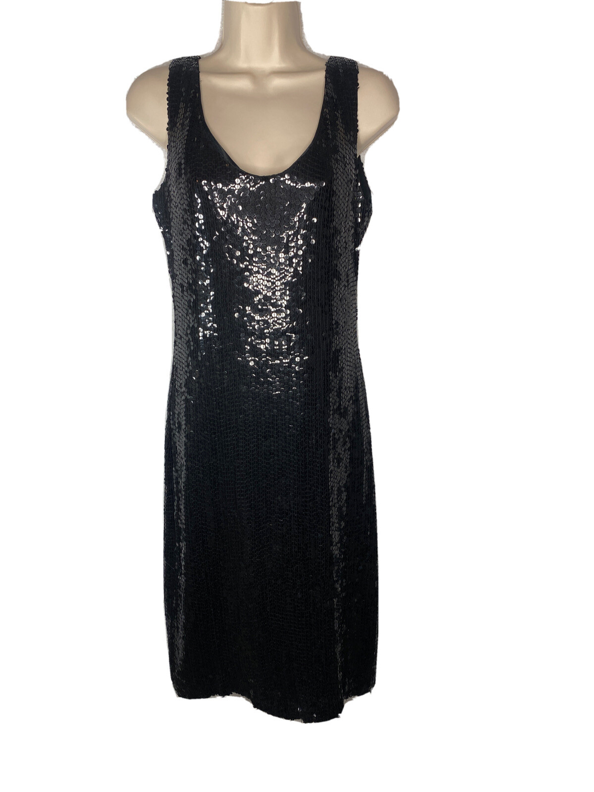 Jeanette St. Martin Vintage Black Sequin Embellished Tank Dress Sz S 1985