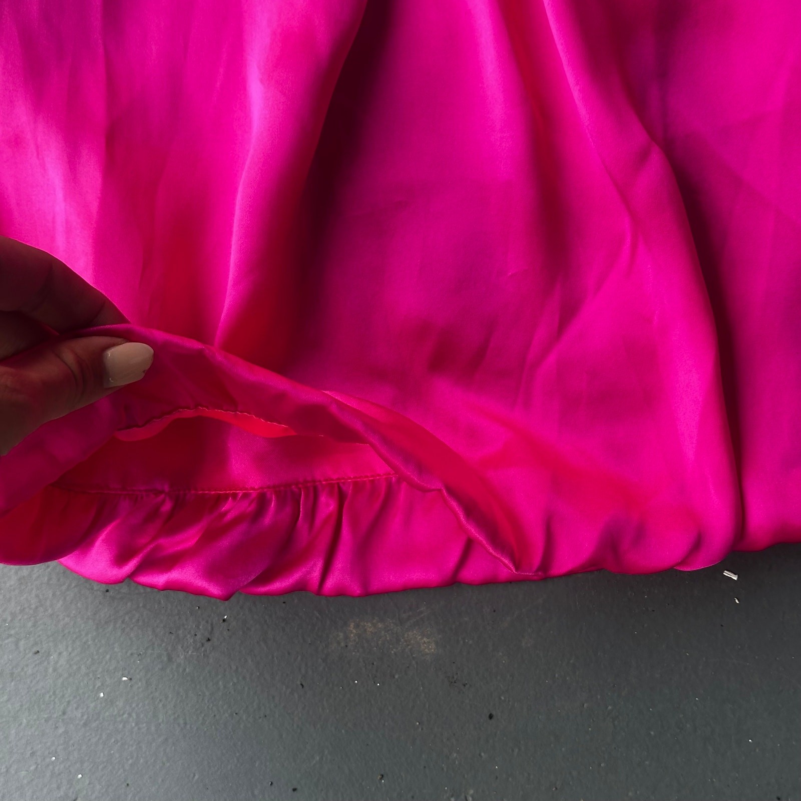 Cache Hot Pink Strapless Satin Cocktail Dress Bubble Hem Size 6