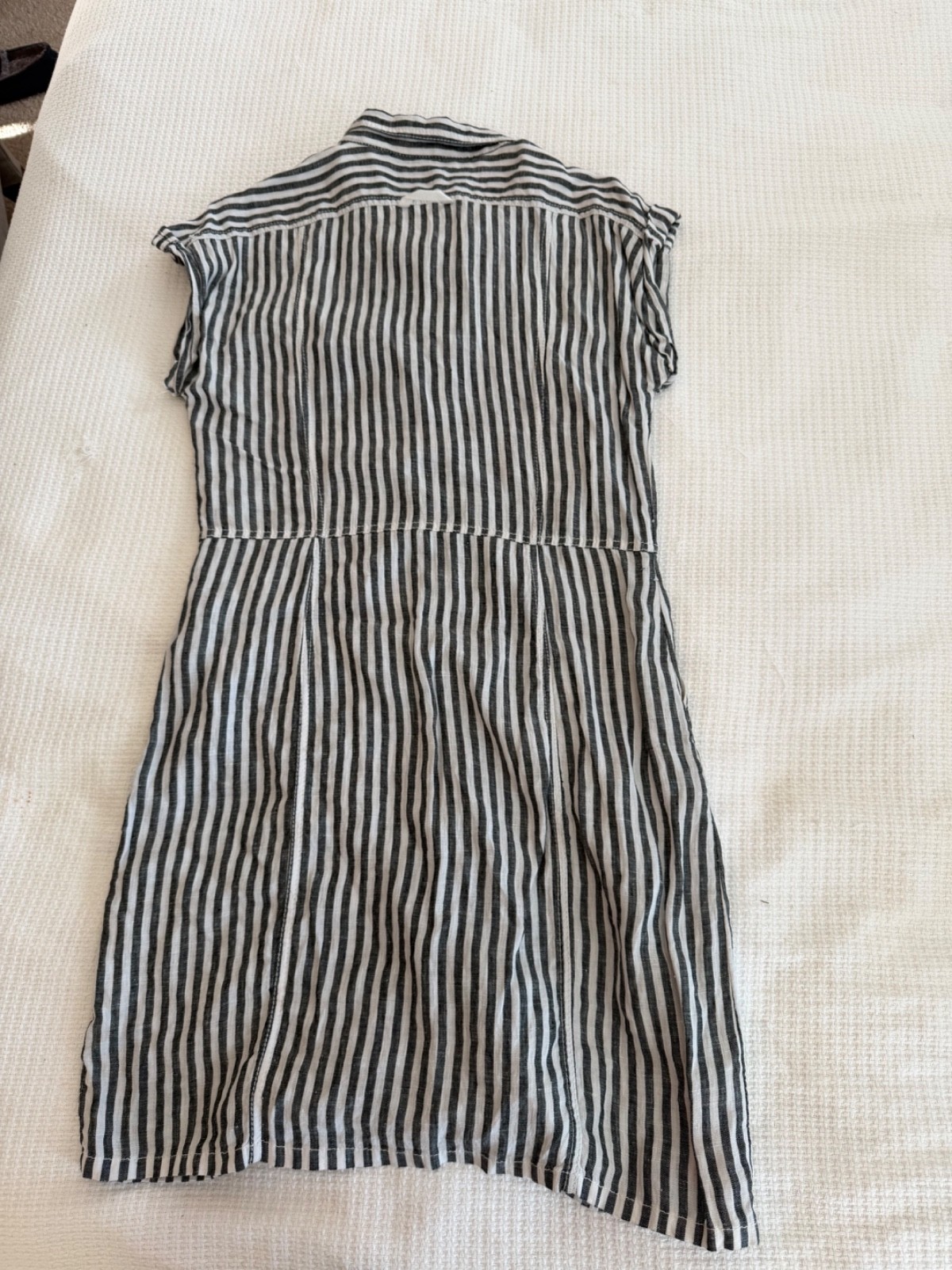 Caslon Dress Small White Blue Striped With Pockets