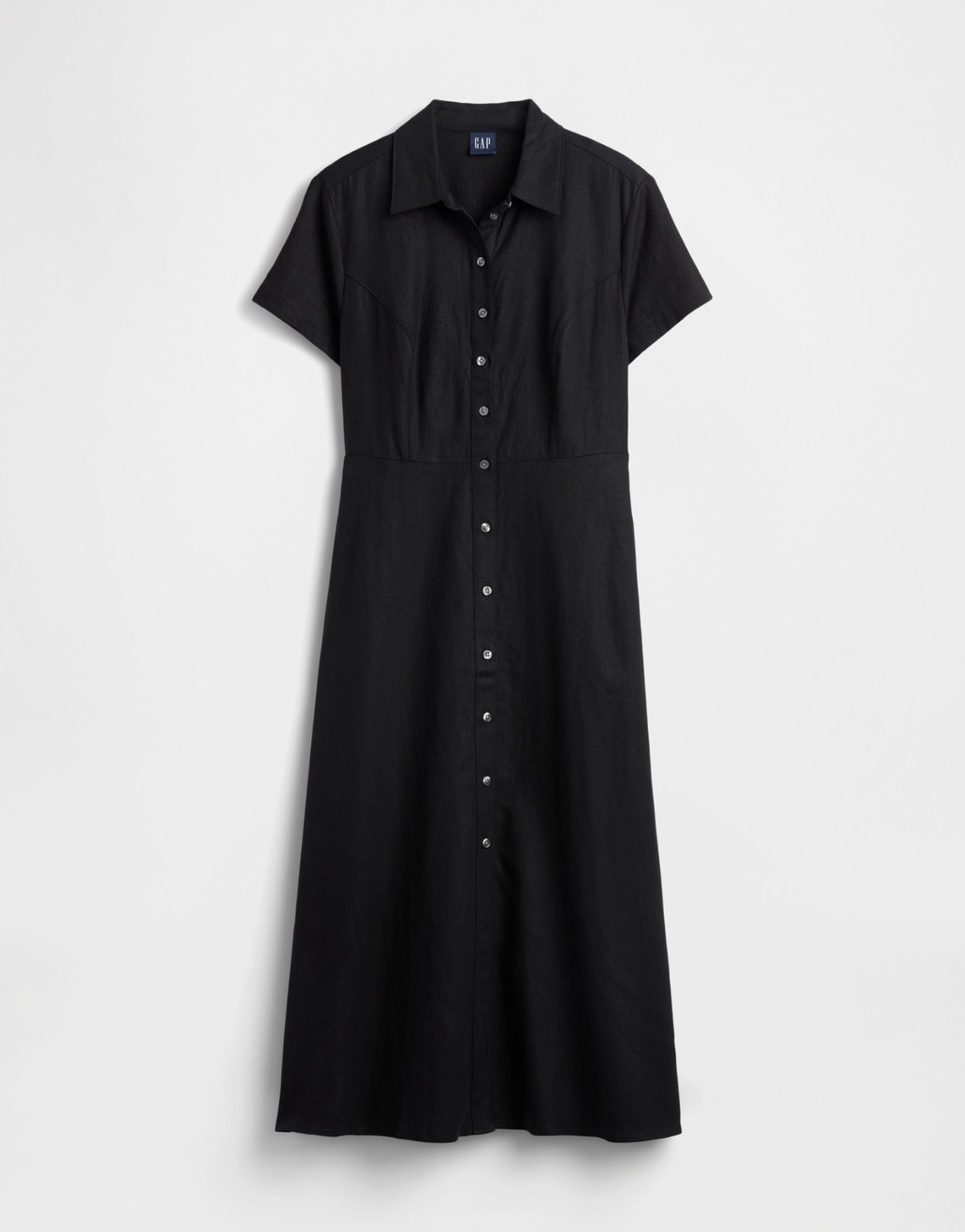 Gap Linen Blend Black Midi Shirtdress Size Tall S NWT RT$98