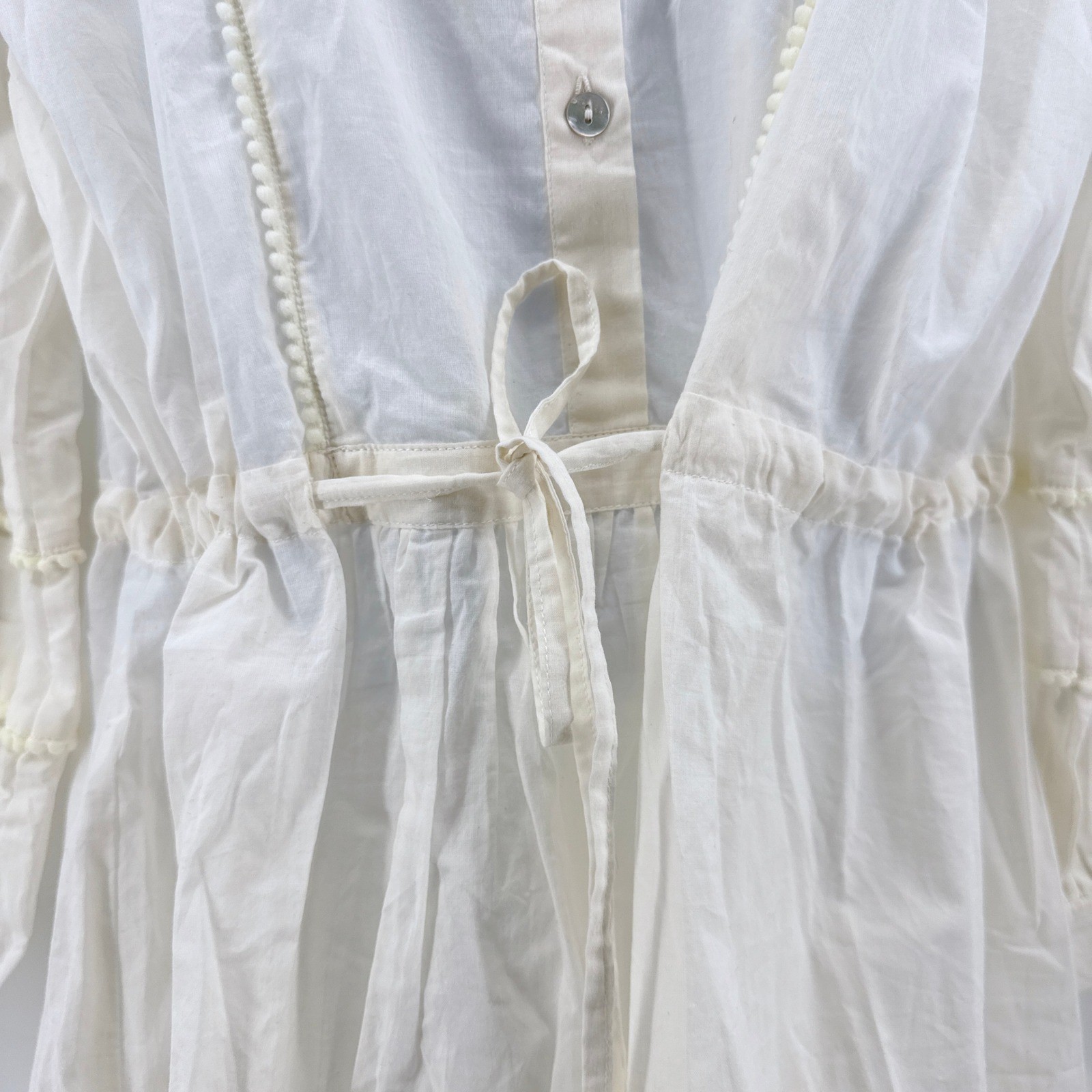 Emerson Fry India Collection Organic Cotton Pom Pom Tunic Dress White Medium NWT