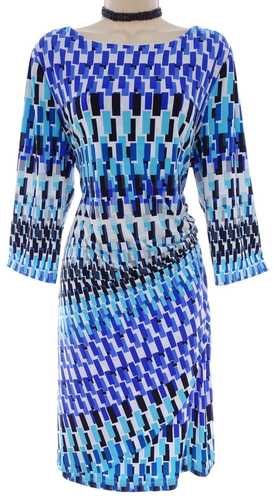 Chico’s Size 3 = XL/16 Geometric Print Wave Raine Dress Stretch All-Season Plus