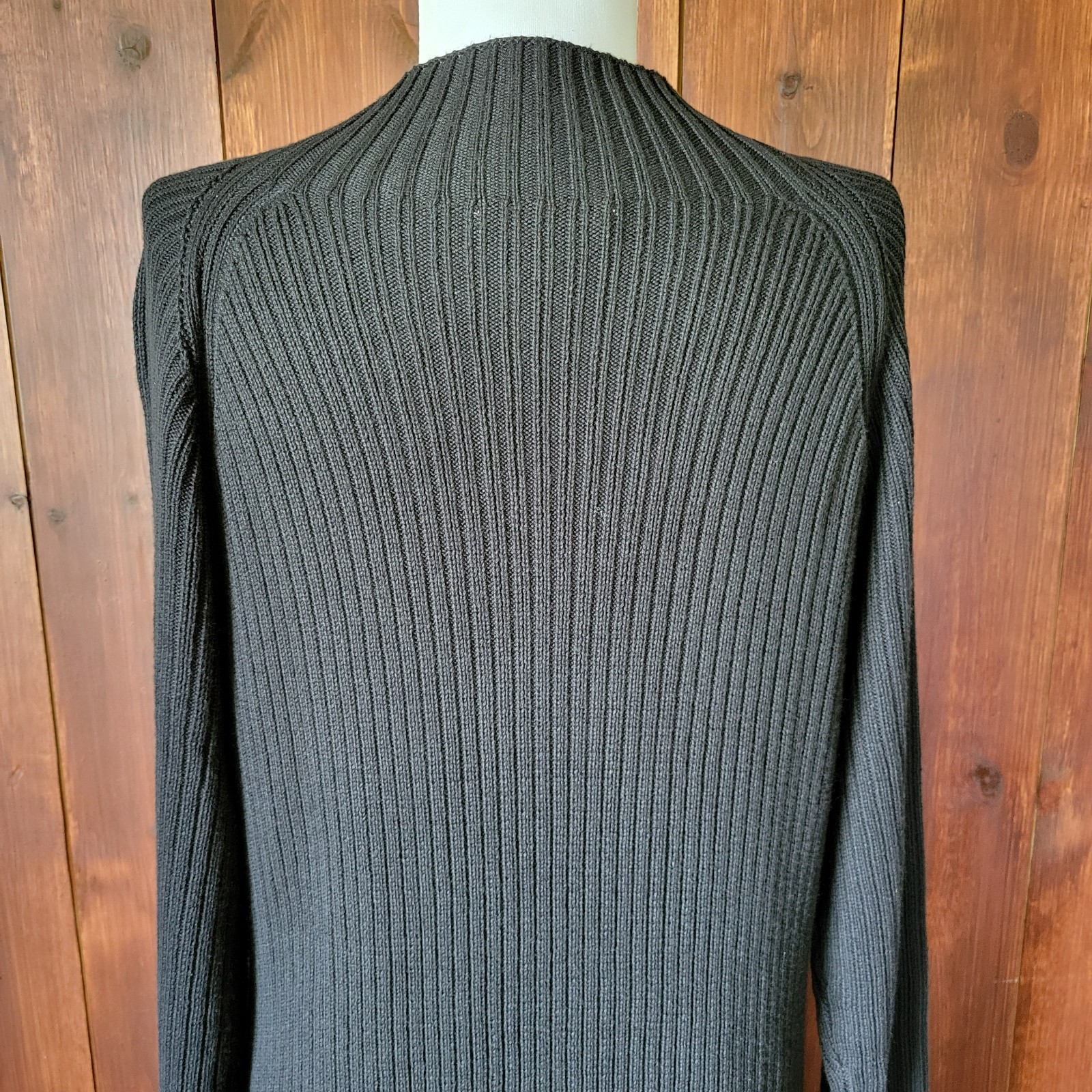 Vintage Coldwater Creek Direct Sweater Dress Women L Black Ribbed Maxi Sunburst