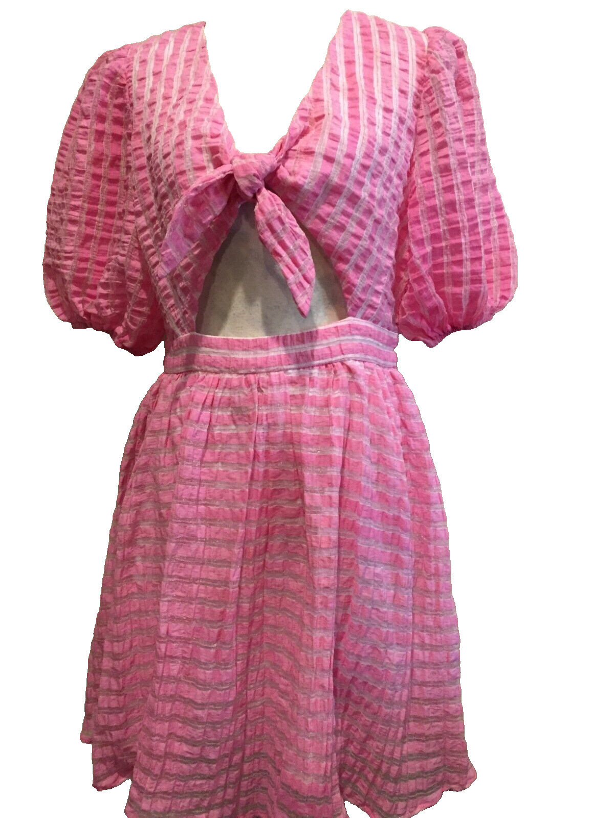 SHEIN Dress, Large (8-10), Open Tie Front, Side zipper, Lined