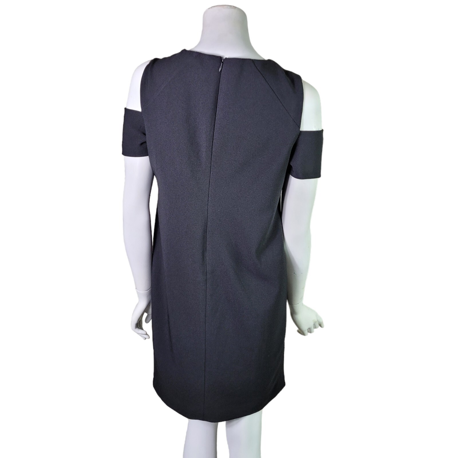 Chico’s Black Short Sleeve Cold Shoulder Sheath Dress Above The Knee Short S