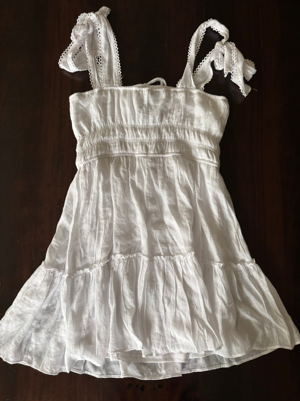 Trixxi White Tie-Shoulder cotton sundress