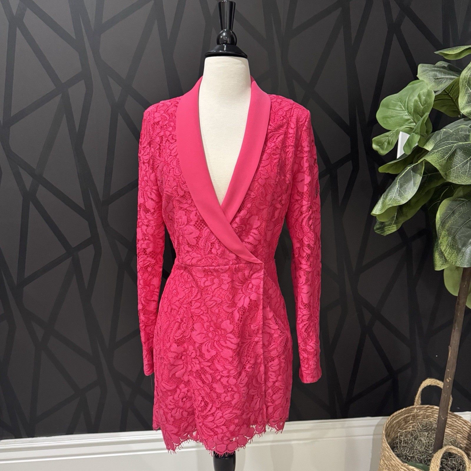 NBD Blaze Lace Mini Dress Hot Pink Size Small