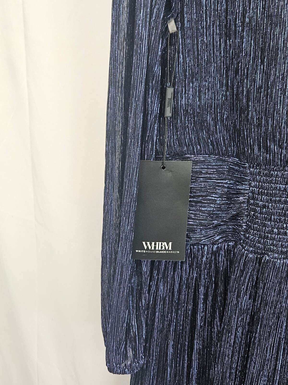White House Black Market Blue Metallic Dress Size L NWT