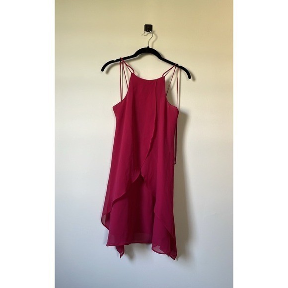 BCBGeneration Pink Layered Chiffon Mini Dress XXS Halter Romantic Party Wedding