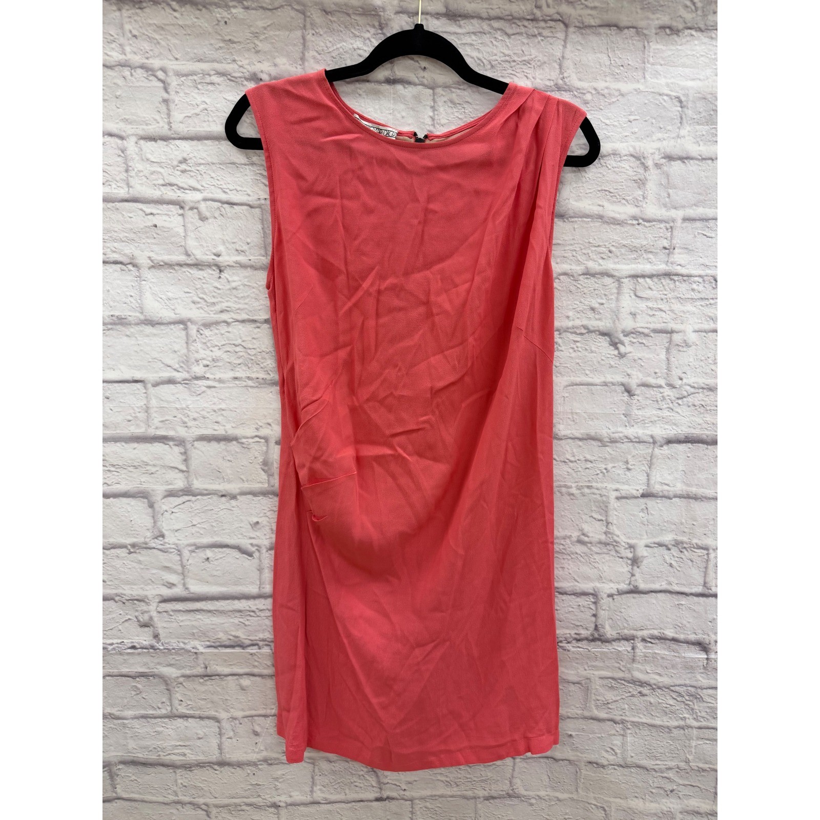 House of Dagmar Peachy Pink Side Ruched Sleeveless Sheath Dress Sz 36 US 4 S
