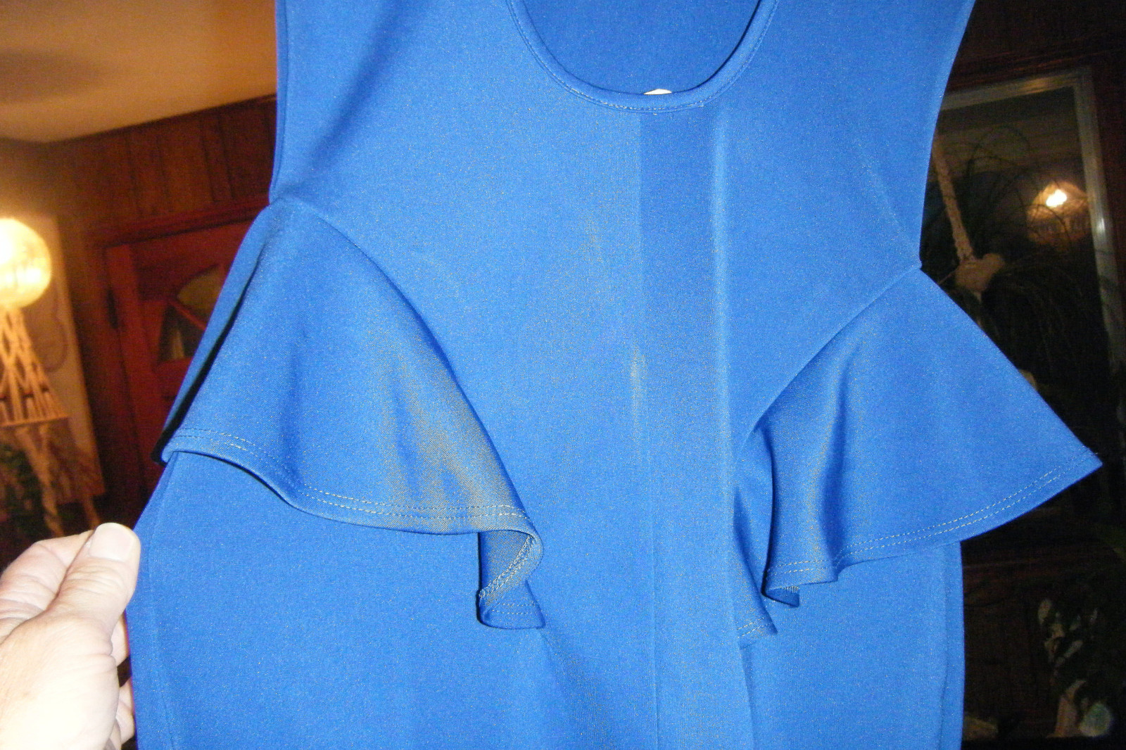 LIPSTICK Royal Blue MINI Wiggle DRESS Ruffled Hips Low Back Sleeveless size S