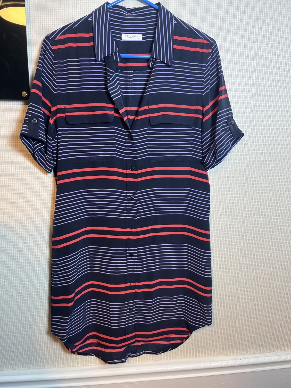 100% Silk Equipment Femme Striped Dress Size S