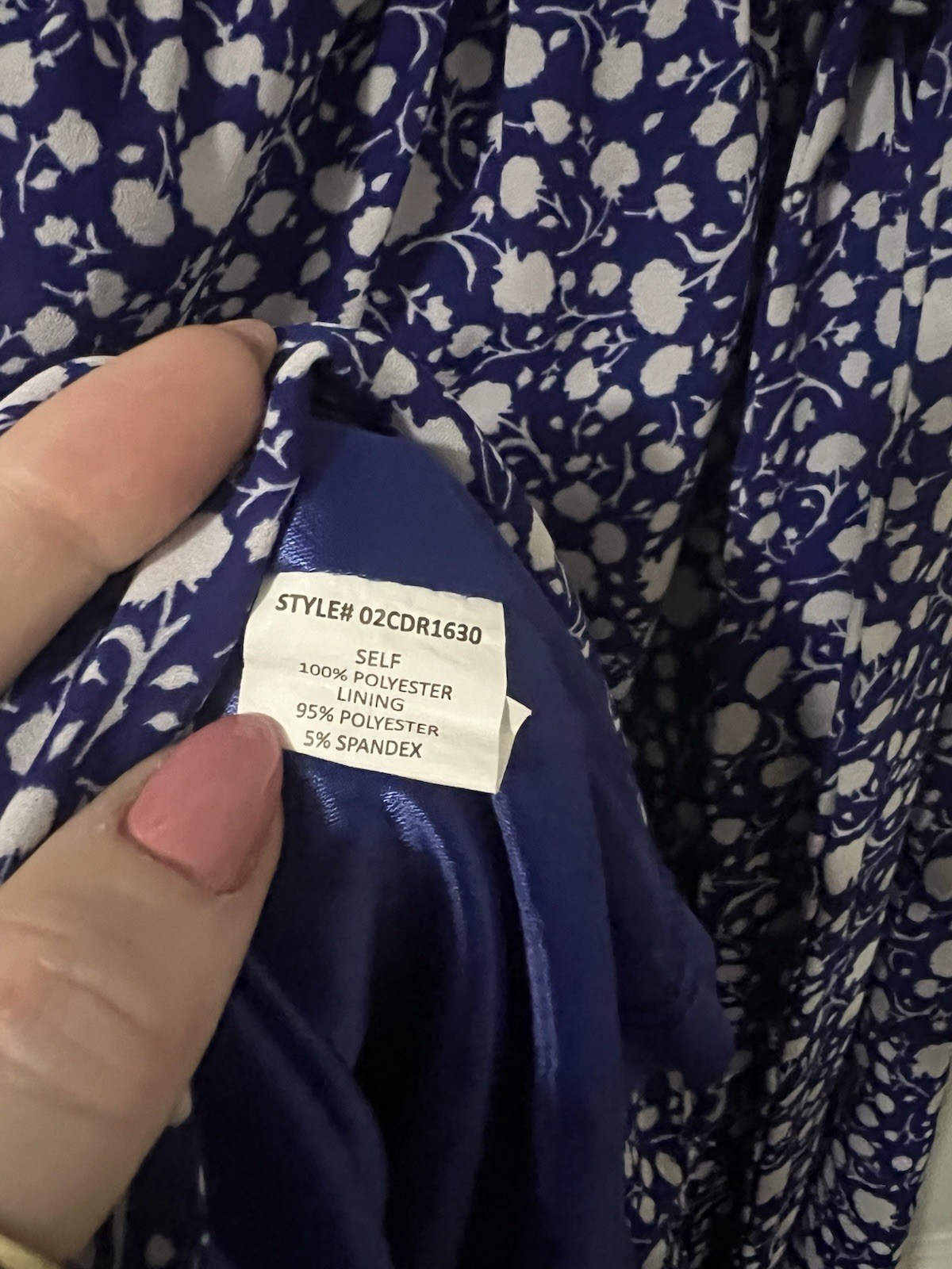Sienna Sky Blue White Floral V-Neck Short Sleeve Lined Spotted Dress L