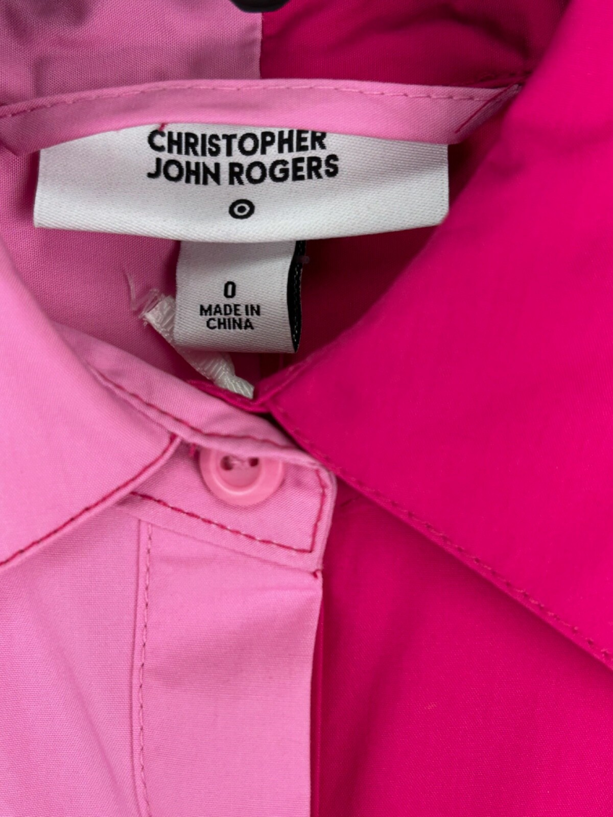 Christopher John Rogers X Target Pink Color Block Poplin Tiered Shirt Dress Sz 0