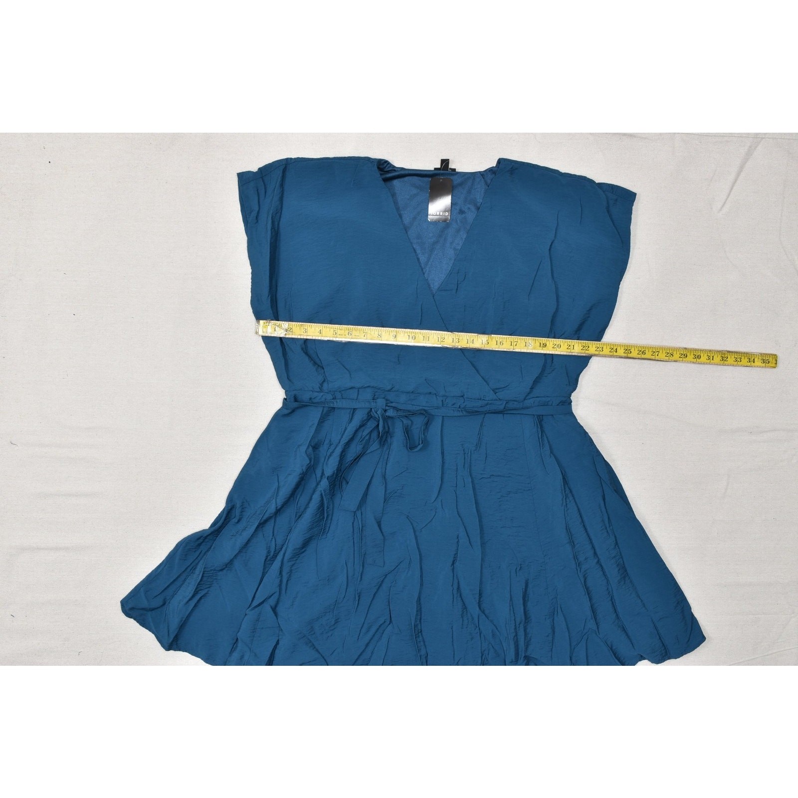 Torrid Plus Size 2 (18-20) Blue Mini Surplice Georgette Tie-Waist Dress NEW