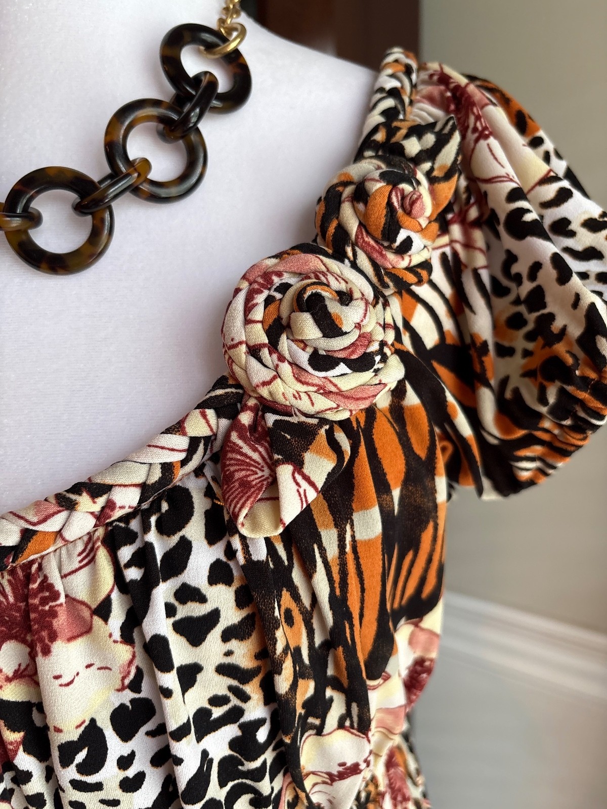 Floral Animal Print Empire Waist Dress 14