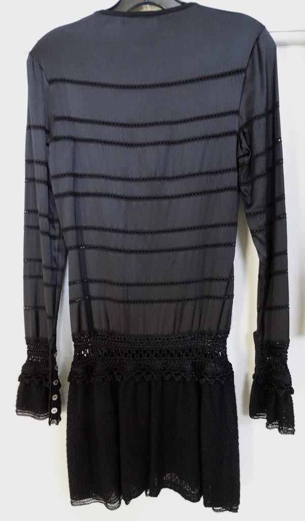 Chanel Black 03A Long Sleeve Mini Mohair Nylon Rayon Wool Dress SZ 40