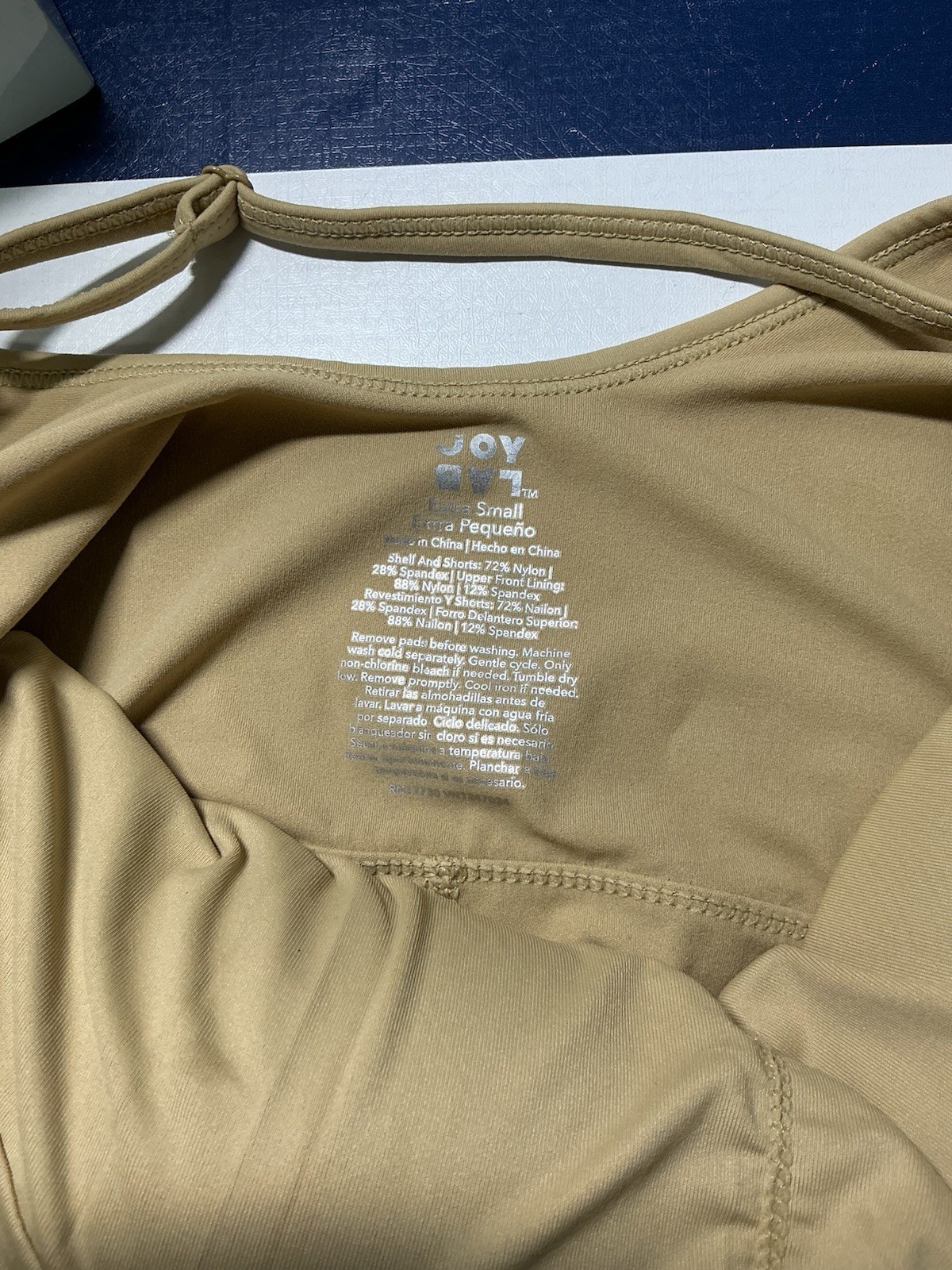 JoyLab Beige Sleeveless Active Dress with Built in Shelf Bra, XTRA SMALL (XS)