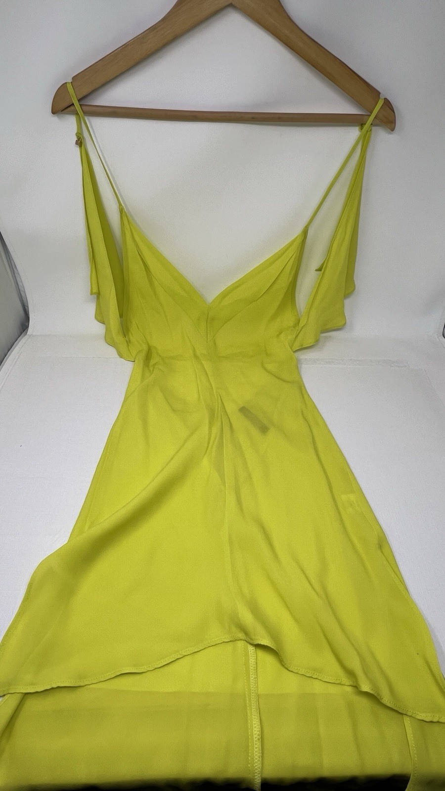 Suzy Black Lime Yellow Backless Mini Slip Dress 100% Silk Size XS