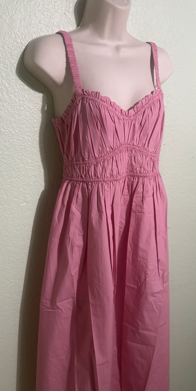BOSS Women’s Pink Smocked Strappy Square Neck Maxi Dress Solid Size 6